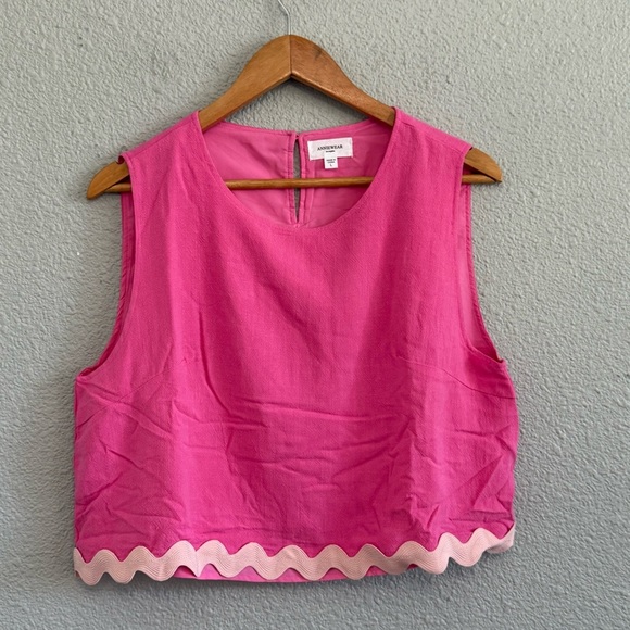 Anniewear Scallop Ric Rac Trim Sleeveless Top and Short Set NWOT - Picture 3 of 8